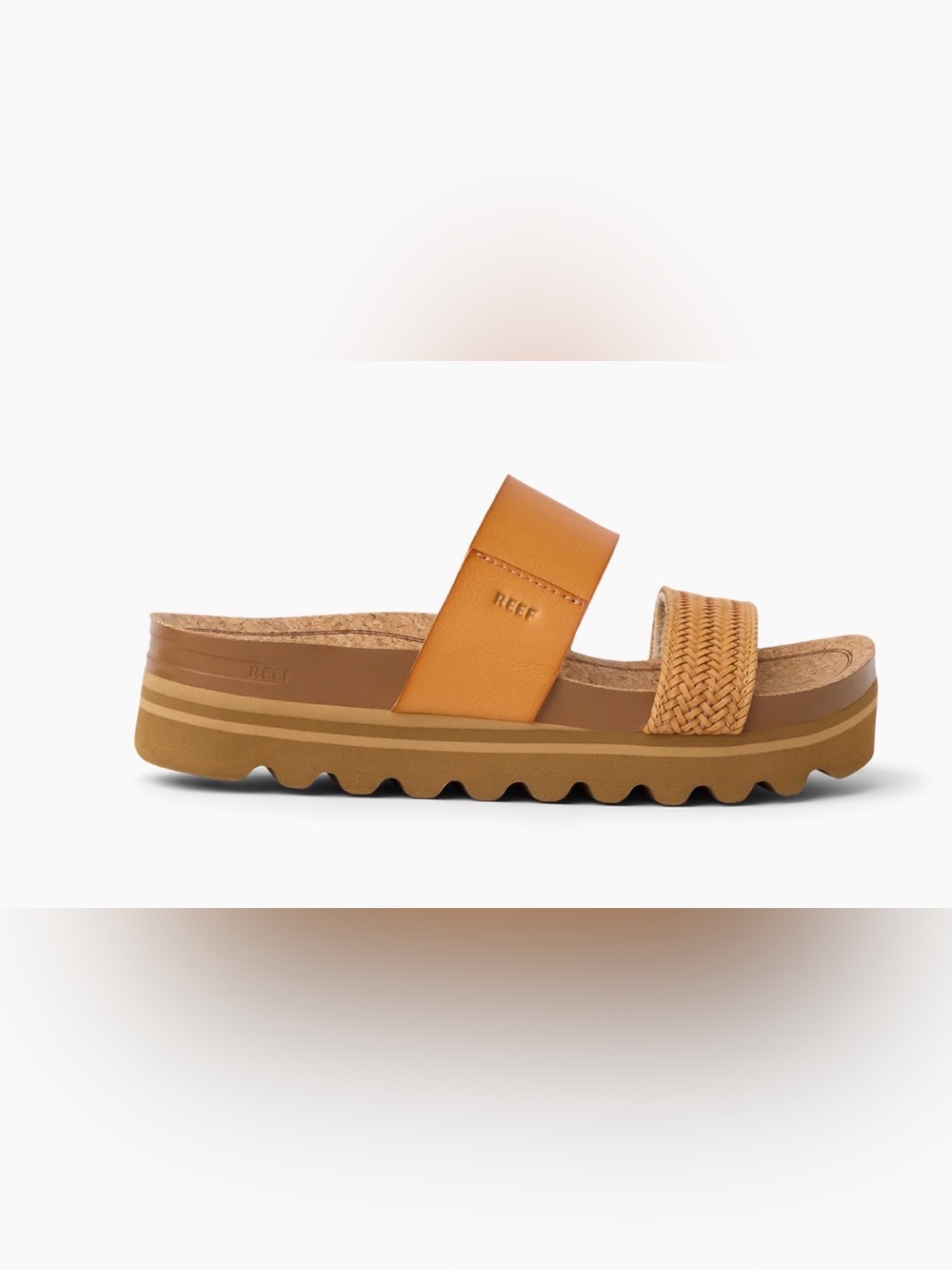 Reef Cushion Vista Hi Platform Slide Natural Braid size 9 EUC